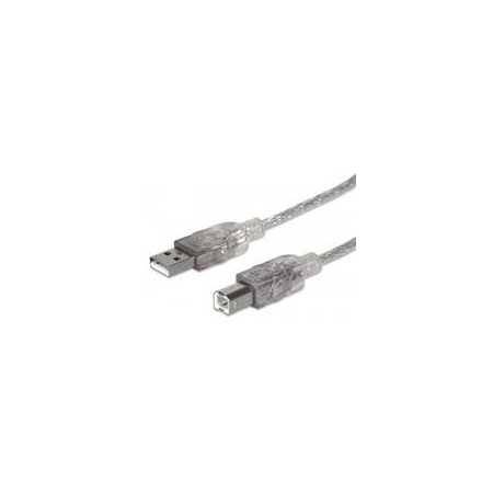 Cable Usb,Manhattan,333405, V2.0 A-B 1.8M, Plata