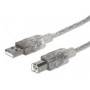 Cable Usb,Manhattan,333405, V2.0 A-B 1.8M, Plata