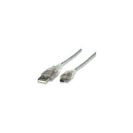 Cable Usb,Manhattan,333412, V2.0 A-Mini B 1.8M Plata