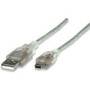 Cable Usb,Manhattan,333412, V2.0 A-Mini B 1.8M Plata