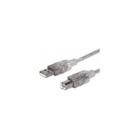 Cable Usb,Manhattan,340458, V2.0 A-B  3.0M, Plata