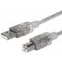 Cable Usb,Manhattan,340458, V2.0 A-B  3.0M, Plata