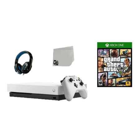 Microsoft Xbox One X 1TB Gaming Console White con Grand Theft Auto V Bolt Axtion Bundle como nuevo