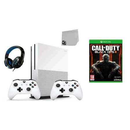 Consola de juego de 1 TB de Microsoft 234-00051 Xbox One S White 1TB con 2 controlador incluido con Call of Duty-Black O