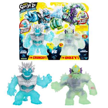 Héroes de Goo Jit Zu Deep Goo Sea versus Pack, Ice Blast Blue Blazagon vs Green Horriglow, edades 4+