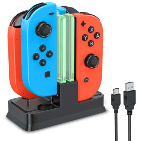 Joy-Con Accesorios de Docking Dock para Nintendo Switch, LED Pro Controller Charger Stand with USB Cable, Gaming Joystic