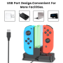 Joy-Con Accesorios de Docking Dock para Nintendo Switch, LED Pro Controller Charger Stand with USB Cable, Gaming Joystic