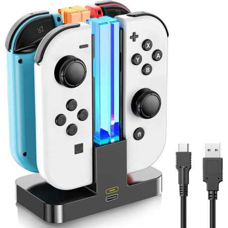 Dock de carga del controlador para Nintendo Switch, estación de cargador de tokluck Joy-Con con indicación del LED de la