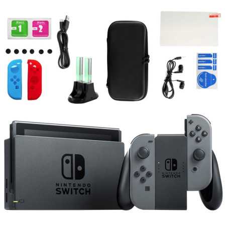 Nintendo Switch in Gray con el kit de accesorios