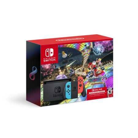 Nintendo Switchâ? ¢ W/ Neon Blue & Neon Red Joy-Conâ? ¢ + Mario Kartâ? ¢ 8 Deluxe (descarga completa del juego) + 3 mese