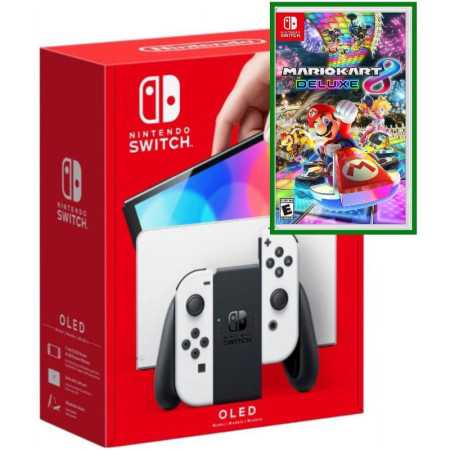 Nintendo Switch â ?? Modelo OLED con consola blanca Joy -Con con Mario Kart 8 Deluxe Game - Bundle Limited - Importar co