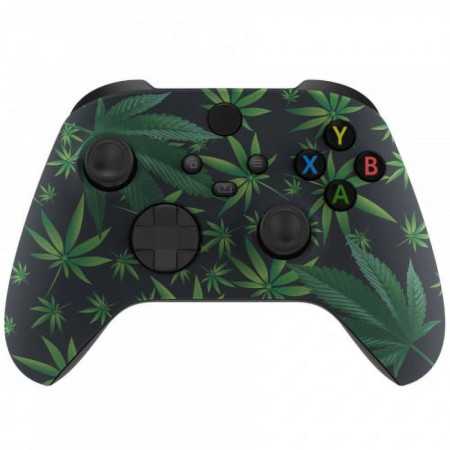 \ 1420 Hojas de cannabis \ 1 Xbox One X Design único de controlador personalizado sin modificar (con 3.5 Jack)