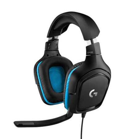 Auriculares de juegos con cable Logitech G432, sonido envolvente 7.1, USB y 3,5 mm, negro