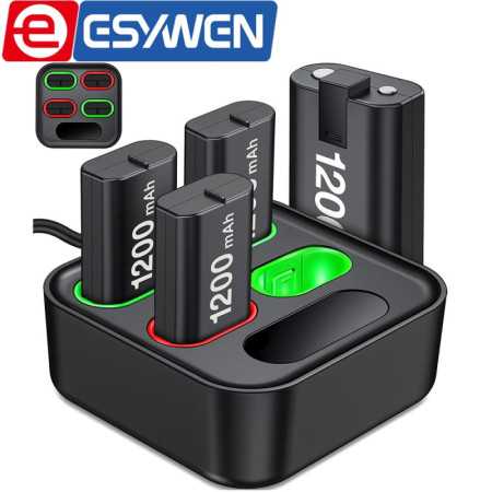 Cargador Esywen para paquete de baterías recargables de Xbox, paquetes de baterías de controlador Xbox One de 4 x 1200mA