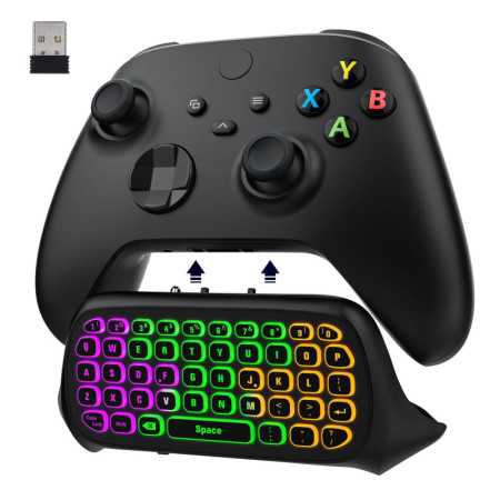 MOKO RGB Backlight Keyboard para el controlador Xbox One, Xbox Series X/S, teclado de chatpad inalámbrico con receptor 2