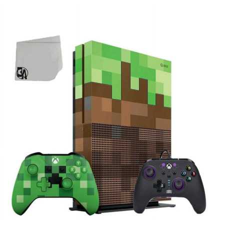 Microsoft 23C-00001 Xbox One S Minecraft Consola de juego 1TB de edición 1TB con controlador hexadecimal de color púrpur