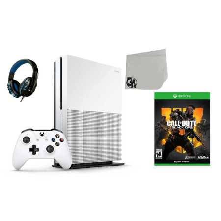 Consola de juego de Microsoft Xbox One S 500GB White With Call of Duty- Black Ops 4 Bolt Axtion Buldle utilizado